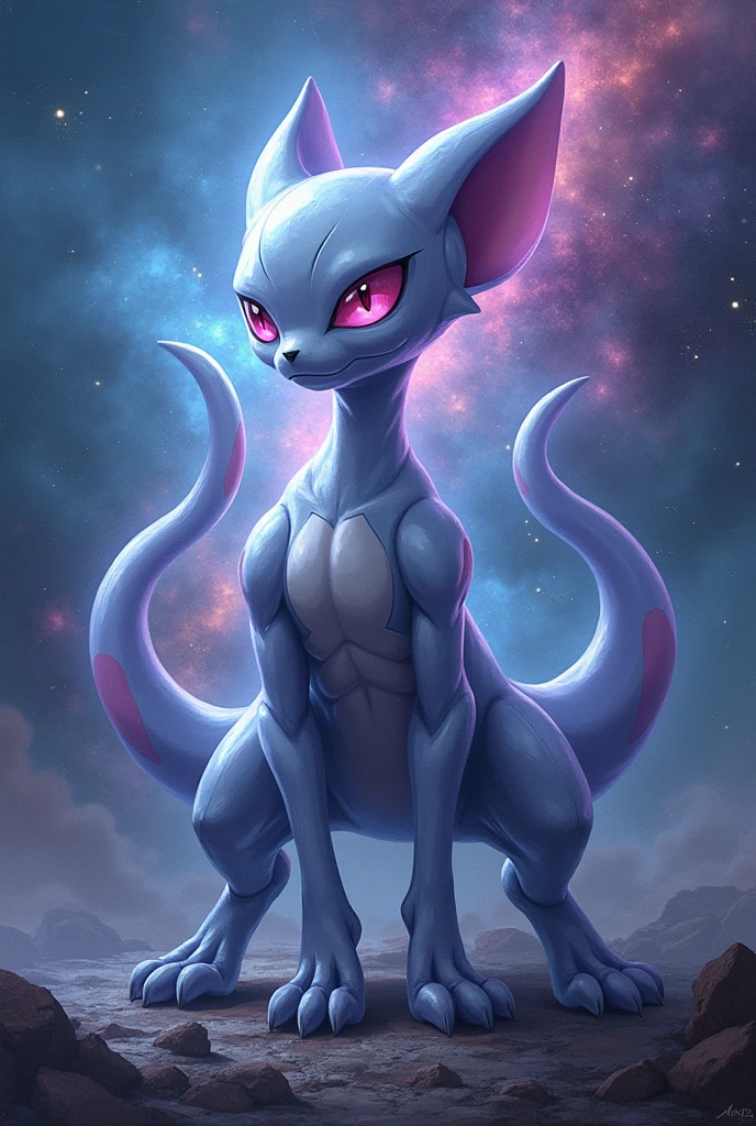<lora:2.5DStylePonyDiffusionV6XL_V0.1:0.6>,score_9,score_8_up,score_7_up,score_6_up,score_5_up,score_4_up,portrait,feral,full body,epic,gradient background,sitting, mewtwo,pink background