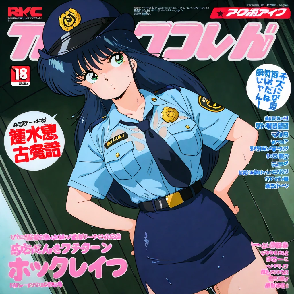 (1girl:1.5), masterpiece, best quality, best detail, best proportion, best anatomy, best face, best shaped breasts, very huge breasts, (10 year old japanese lowteen:1.3), half body shot, ((wearing police women's costume):1.2), cameltoe, red blush, wet, (crowded street (background):1.4), skirtlift:1.0, cameltoe:1.1