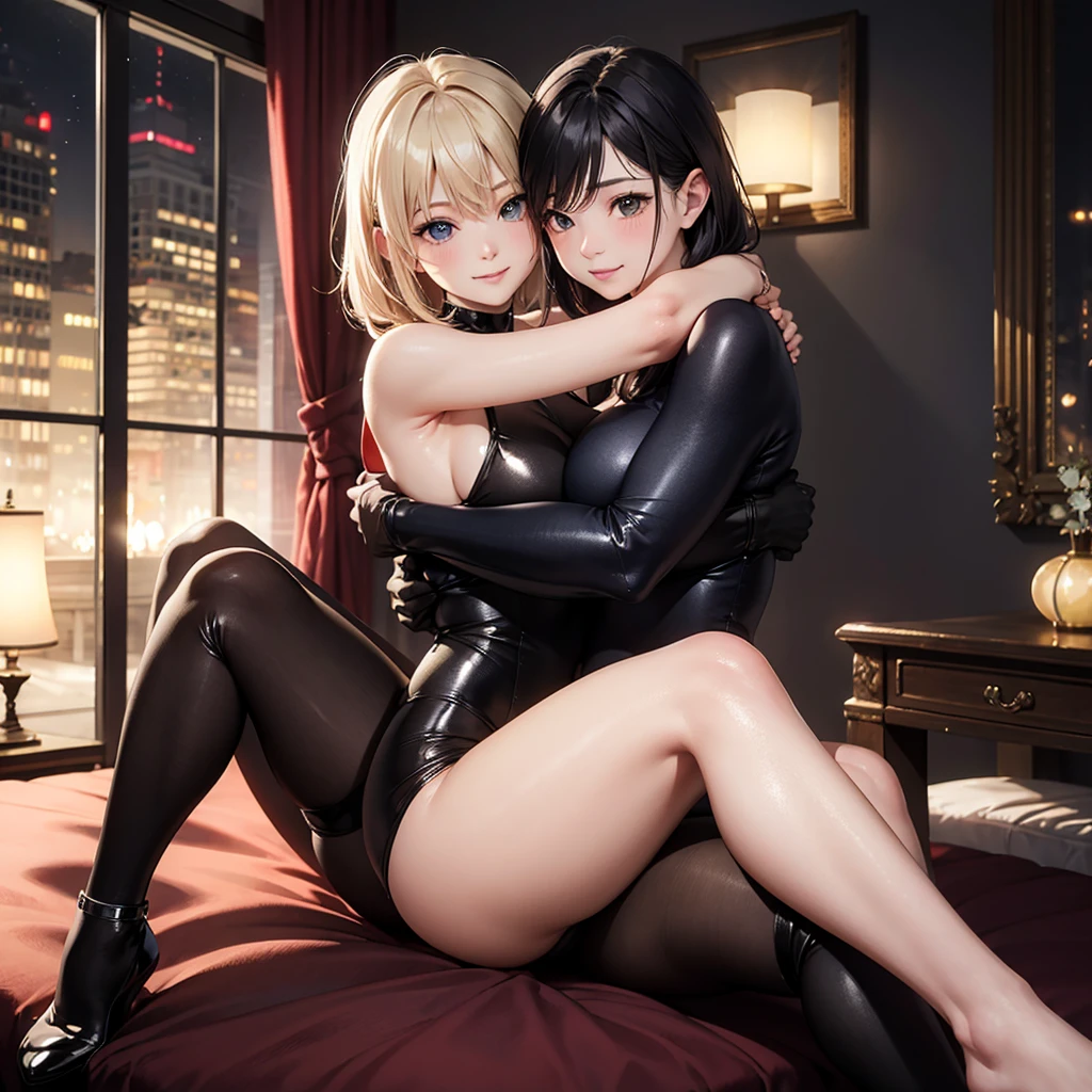 masutepiece, Best Quality, Detailed eyes, Vivid Color, Detailed skin, 1girl in, ((Large breasts)), ((Purple eyes)), ((Cinematic Light)), 
Gorgeous bedroom, bed, lying on bed, ((((((Bright room)))))),