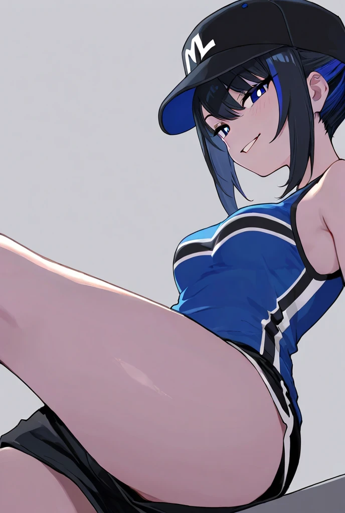 tennis girl's massive vagina out of bottomless spaghetti strap tank top out bare and wet boots spreading her legs, gloved hands hidden behind head, blindfold

