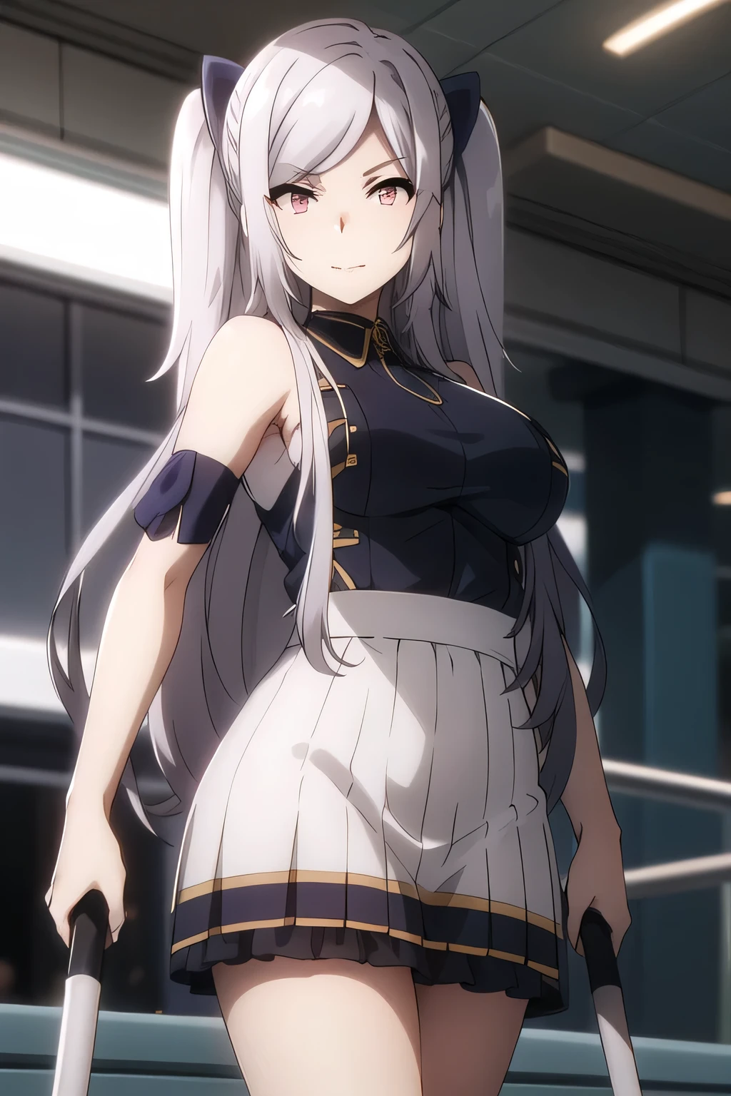 こちらを向いて微笑んでいるnice smileの女性は描けますか, Military uniform ,silver hair,Twin tail hair,nice smile,Big breastsでもウエストが細い,mini skirt,The face is very important,Can you draw a woman staring at a train,Please draw a picture of a woman waiting in front of a car,東京の地下鉄ホームでwaiting for the train女性は描けますか, ,congestion,waiting for the train,Fun,Underground railway stations ,The sign hanging on the wall,{{X}},please describe her look more delicately,walking alone, city tour ,,(((I'm wearing casual clothes inspired by a tourist))), I have a SLR camera ,(Let's draw a more delicate look),(sleeveless wool sweater),( Pleated Legs,white panties),(That work is enough for one person {X} I can draw the perfect balance to restrain destruction)、 That's enough,grimace。unless the job requires it。 {X}、 , An attractive 40-year-old woman takes off her uniform、jump off, big black wavy hair, , Big breasts, Thin Waist , , ,Faces are very important,