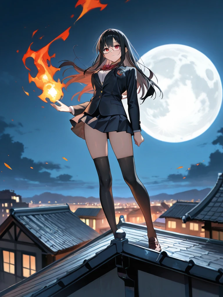 Shibuya cityscape、(Highest quality, Exquisite design, The best light, Better shading).Blue moon background on blue background、The flame that Burns everything、disaster々Burn、disaster々Emitting an aura、
