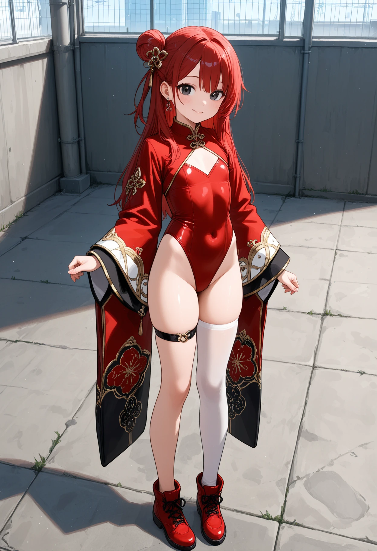 1 Beautiful Girl, Ranma, Braided Ponytail, Redhead, (chinese garment:1.4), Ranma Chan, (Red Chinese Lucky Jacket:1.7), 15-year-old girl, (blush), masterpiece, highest quality, High resolution, (40 year old mafia man, penis:1.4), Perfect limbs, ((((penis enters vagina)))), behind, Spread your legs, Beautiful depiction of the vagina, ((Binding, Arms behind your back:1.47)), ((Restrained by rope)), Beautiful girl fucks a guy