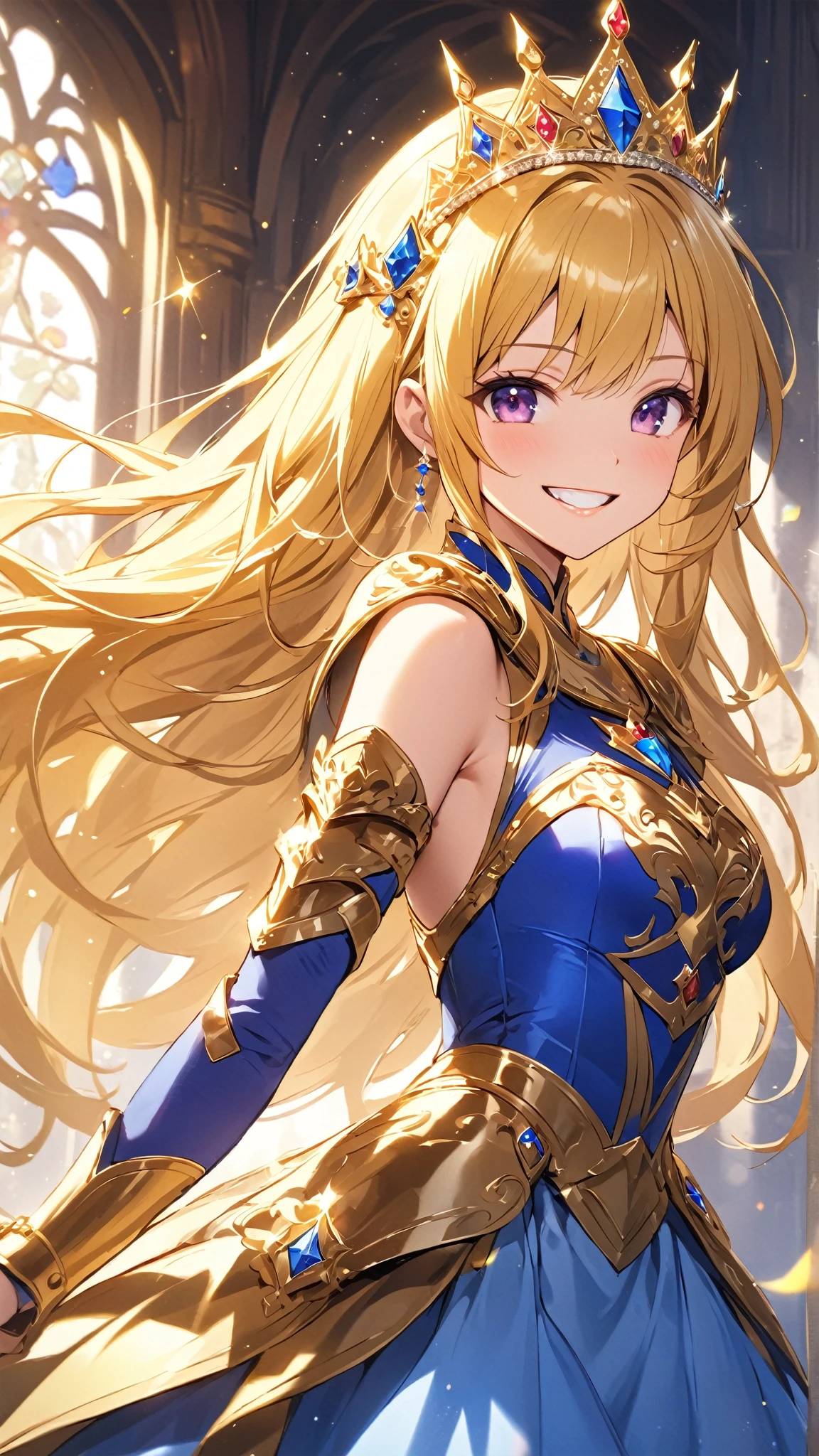 a nice young qween with crown on the head is laughing background neutral