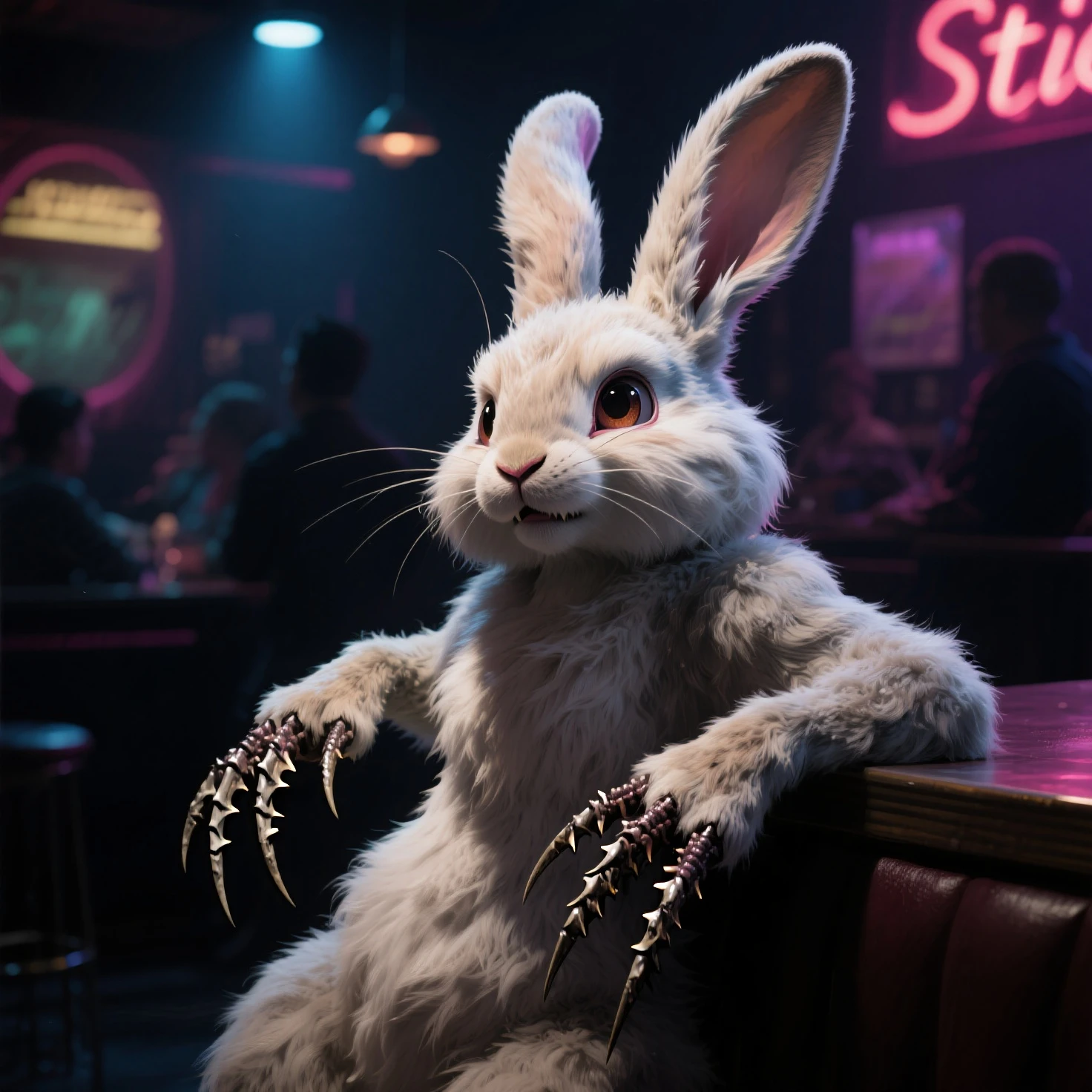 by kenket, by totesfleisch8, (by thebigslick, by silverfox5213:0.8), (by syuro:0.2), anthro, rabbit, sheath, judy hopps,male, zootopia, standing, looking at viewer, nightclub, naked, penis,spicy hambient,blow_job cuming out.