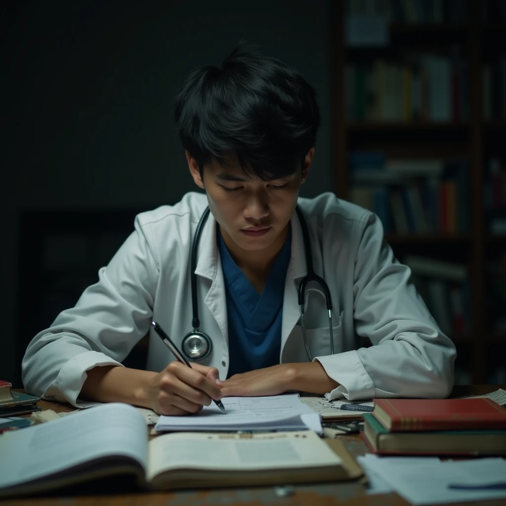 Medical student class me padh raha hai Indian environment
