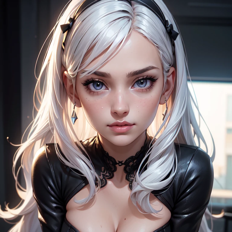 <lora::chain_leash_v0.6(chain leash, collar, viewer holding leash):0.9>, chain leash, collar, latex catsuit, (torn clothes:1.4), (face from above:1.3), anime style, anime eyes, detailed anime, long silver hair, high quality anime, large anime pupils, 1girl in full growth, best quality, masterpiece, ultra-detailed, high quality,perfect anatomy, perfect full body, (detailed full body), good eyes, perfect face, pretty face