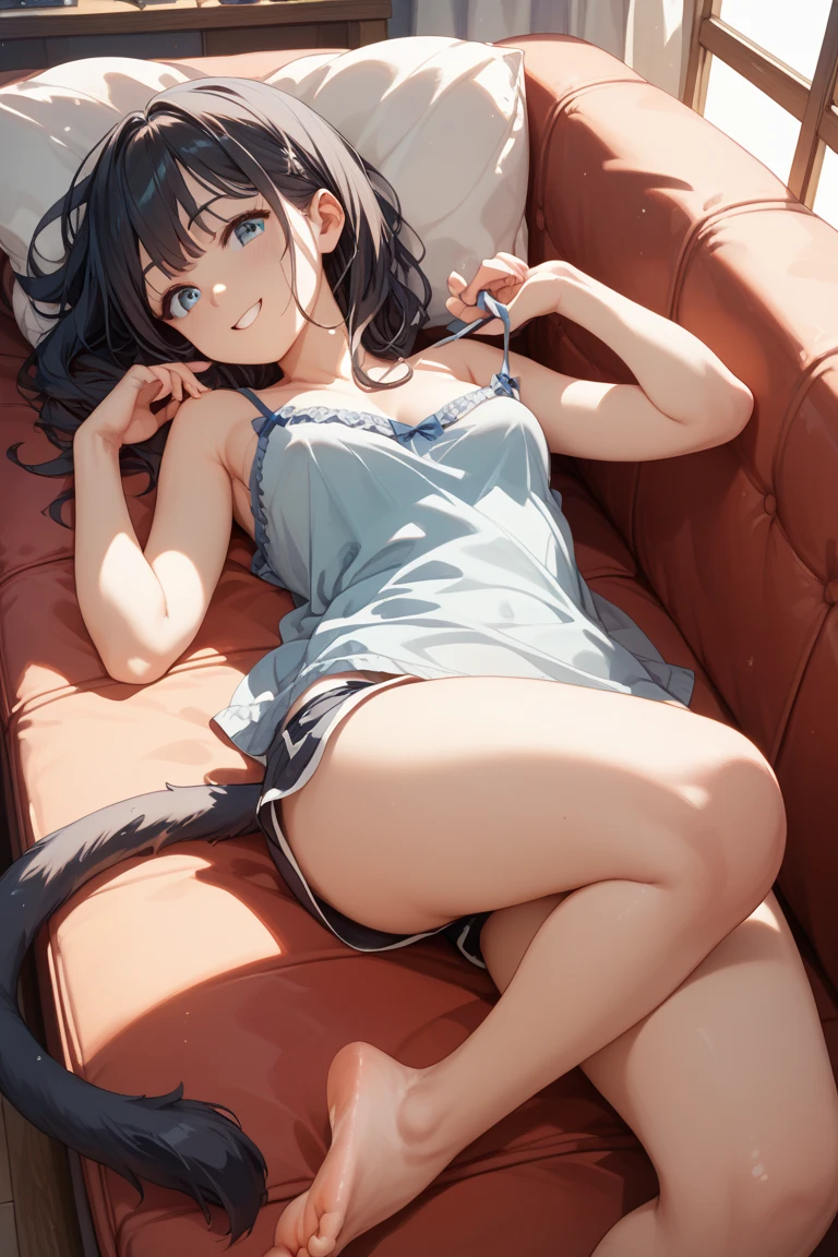 highest quality、Elementary school student bra、Beige shorts、Cool look、Stretching your legs in your room、Armpit sweat、Grass、Ecstasy Face,(Glamorous figure), (girl1name), (Highly detailed face, smile) ,, (日本のgirl), Slightly round face, (Tan brown face:1.6), cute, Big eyes、2D,highest quality,(masterpiece),(((The whole body is reflected))),(((Full Body))),Semi-long hair that reaches to the shoulders,((bronze hair)),((one side up)),healthy dark skin,((Denim hot pants)),「cheap」A pink tank top with the words,Shiny bare legs,barefoot,beautiful brown eyes,Attractive thigheaty ass,Sloppy body shape,Bedroom,Get drunk,Upward glance,cheeks are bright red,あざでcute,Sexy as hell,Erotic look,Large drops of sweat all over the body,Steamy,sleep with your legs stretched out、My Room、(Lie flat on the bed.),Side view angle,An angle that emphasizes the buttocks