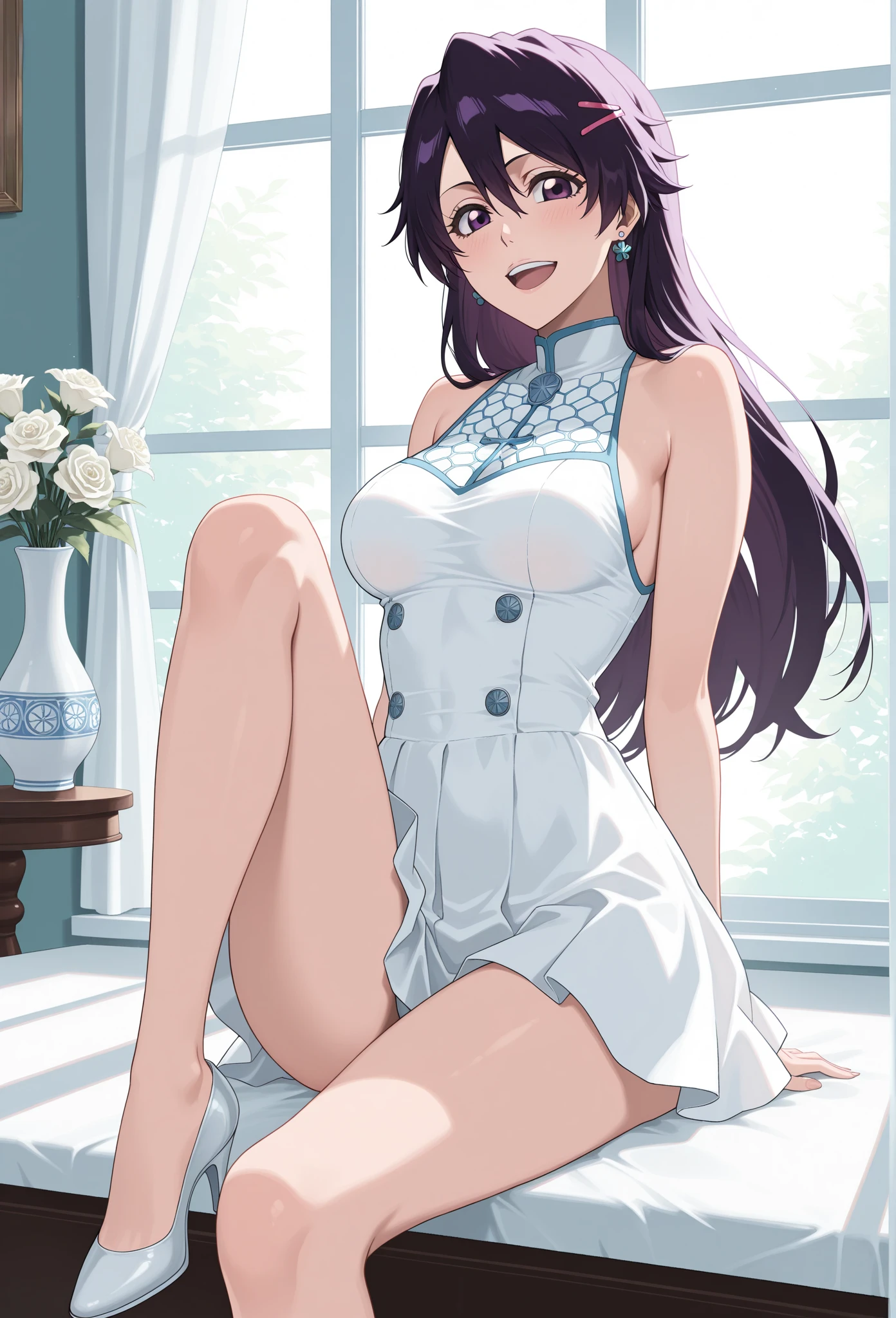 (whole body:1.3),Mature lady,best quality, 4k wallpaper, masterpiece, Extremely detailed CG unified 8k wallpaper, extremely detailed eyes, super detailed, intricate details, 1 girl,brown hair,sitting position,Wear a white bath towel,Holding a wine glass,Detail optimization,clear lines,