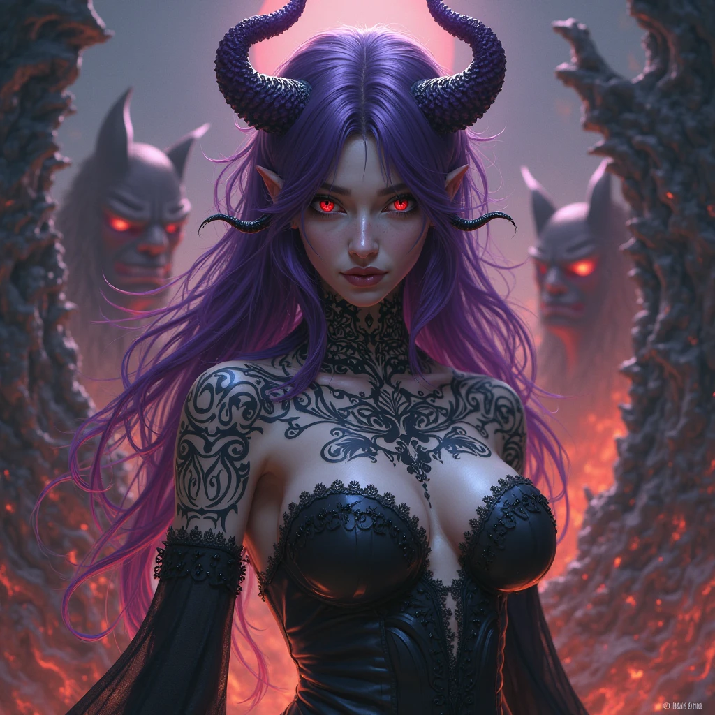 demon young beautiful woman, monster, masterpiece, high quality raw photo, cinematic lighting, cinematic colors, extremely detailed, best quality, photorealistic, ultra realistic, radiosity, 8k hdr, dark solid background, <lora:nvjob-monster-art-lora:0.6>