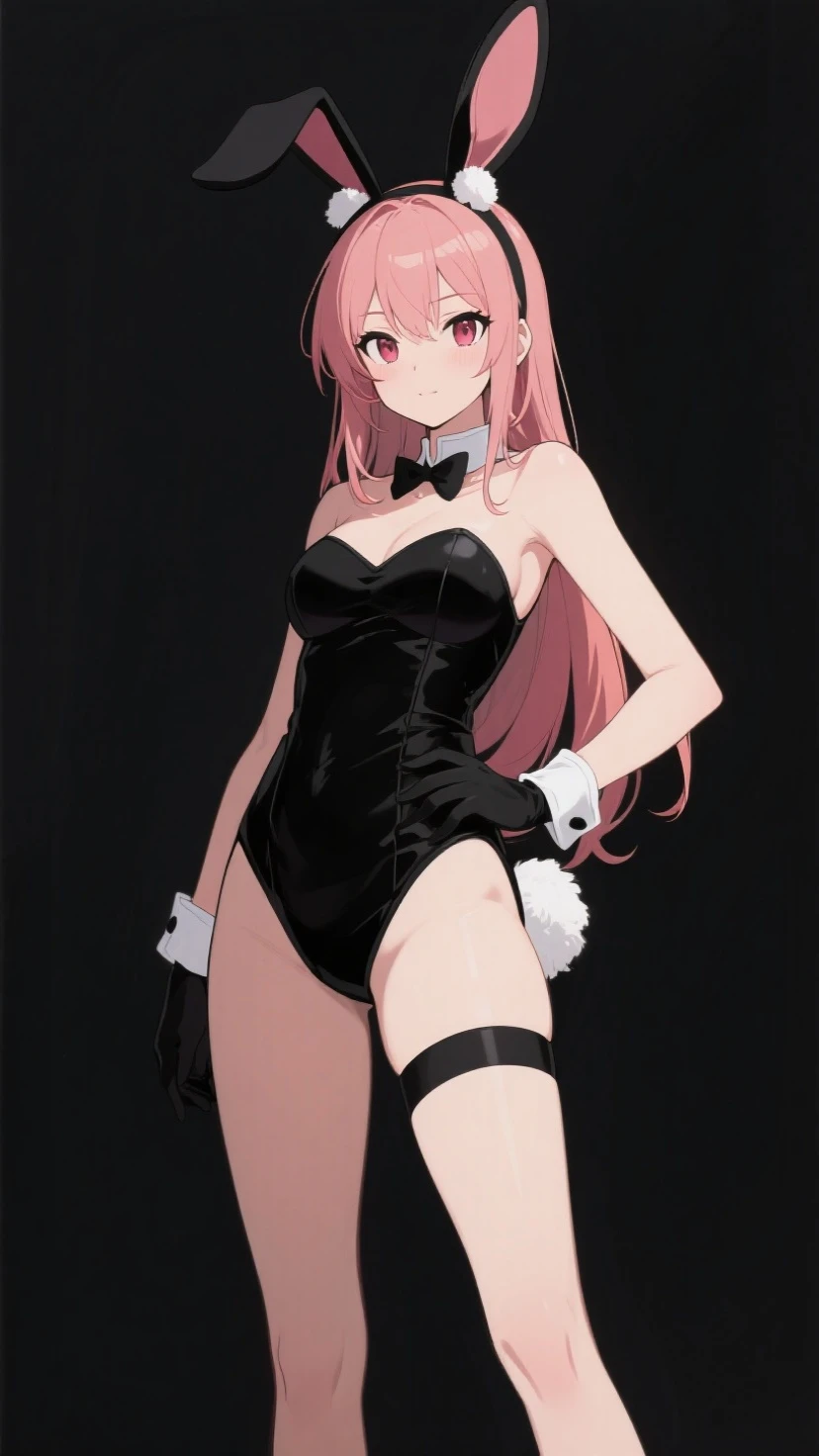 One girl, Bunny girl, whole body, blush、Fishnet tights、Playboy、leotard、slender、topless、choker、A bow tie