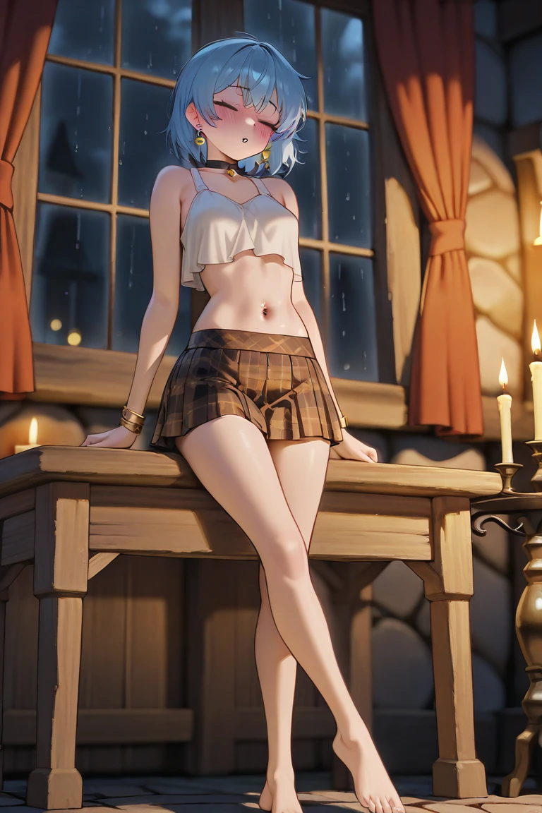(realism:1.5、highest quality、masterpiece、High resolution、must-have)、snow mountainに立つ1人の23歳の女性、Bondage style、(red flared skirt、Red combat uniform、choker、knee high socks)、fine eyes:1.7、Fineness of the eyes:1.8、beauty of skin:1.8、(looking at the camera:1.2)、(Photo seen from below:1.3)、(short hair:1.2、bright blonde hair:1.5)、expression(Impish Smile) :1.3、blush:1.3)、Pause(誘惑Pause:1.5)、heart accessories、Heart-shaped、background(snow mountain:1.5、Remains、apocalyptic world)、(Medium chest、slender、abs:1.2)、(detail perfect)face)、normal hands:1.5、normal finger:1:5、normal feet:1.5、(cameltoe)