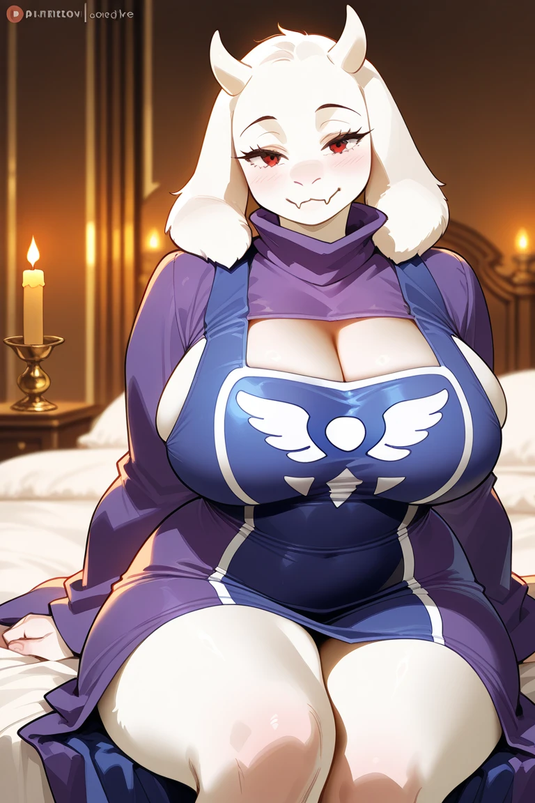 A full chest、amazingly massive breasts、China dress、Hourglass Body、Long Hair、Spread your legs、Armpit hair、Toriel