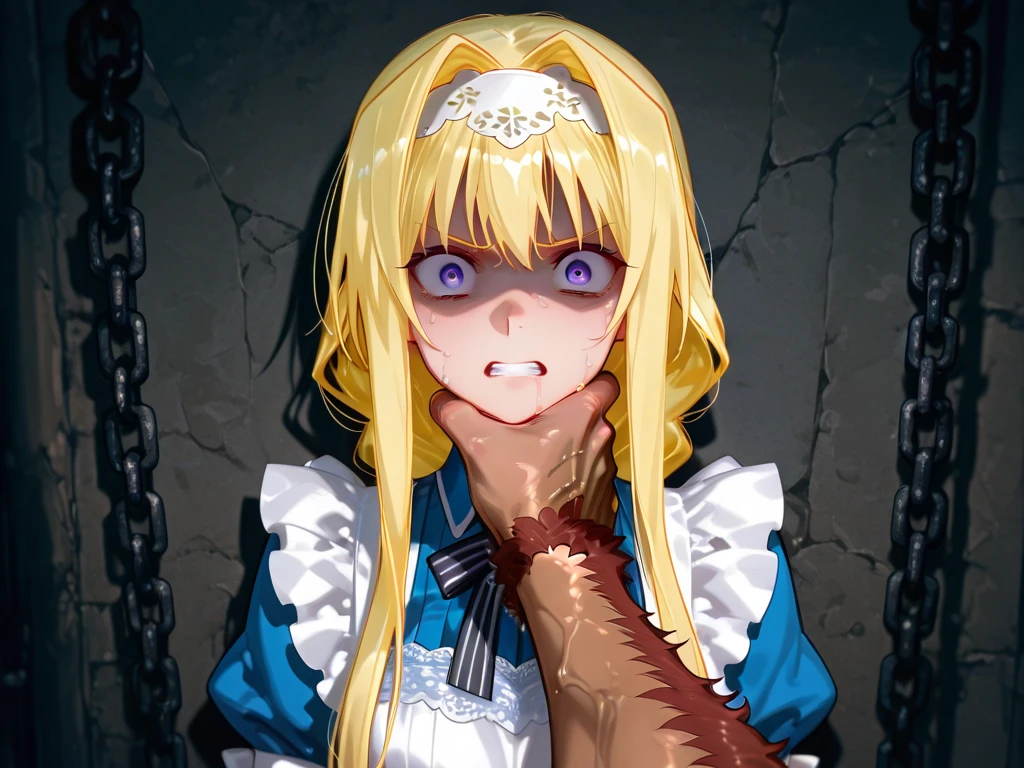 serena,solo girl,Kneeling,Blood flows from the mouth, painful face,Cleavage,Saggy breasts,Holding your stomach with your hands,Blood flowing from the hands