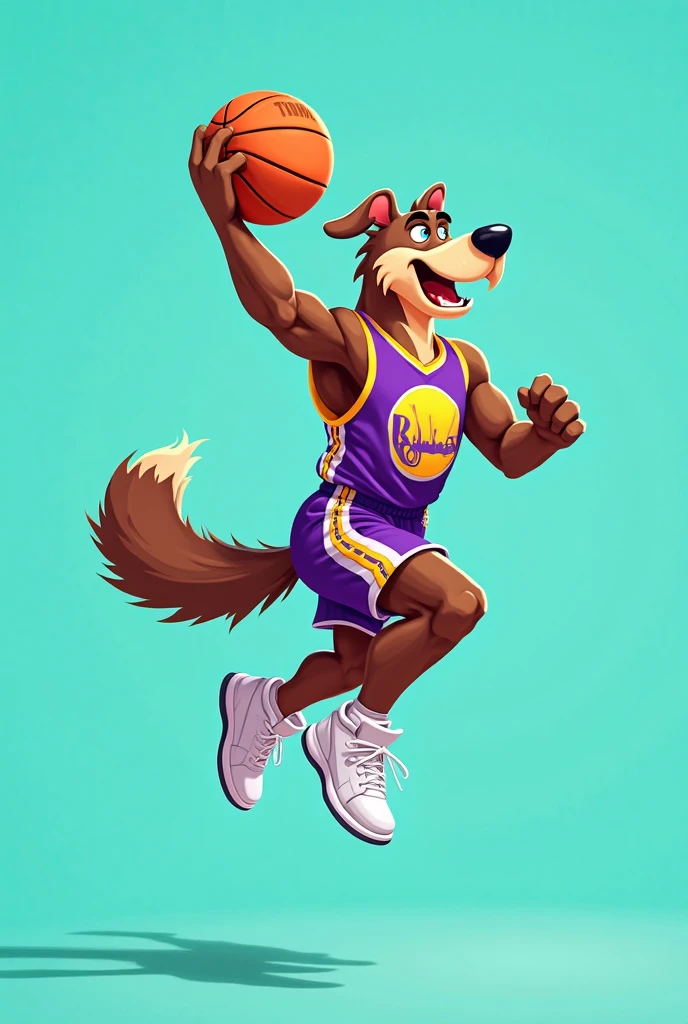 wolf, furry, alone, basketball uniform, gagged, hands tied together behind, feet tied together, sitting on the floor, torture, ball to the side, ultra detailed