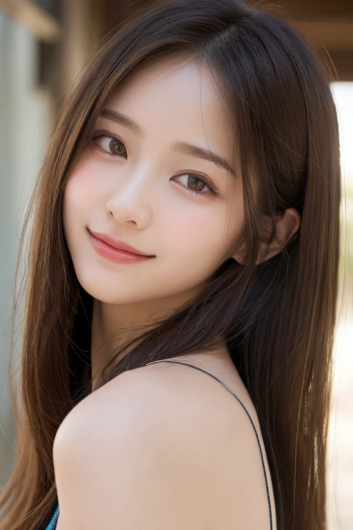 Tabletop, highest quality, shape, Very detailed, finely, High resolution, 8k wallpaper, 完璧なダイナミックな構shape, Beautiful and exquisite, Nice spring clothes,Beautiful straight hair,Small breasts,Natural color lip, 20-year-old girl、cute、sexy shot looking at camera,Always blur the background,Perfect and beautiful face、Slim face and figure,Big eyes、Putting on gal makeup,Actual Photos(Best image quality)、Sexy Face、Fashion magazine model pose、A shy smile、Cyberpunk Fashion、squat
