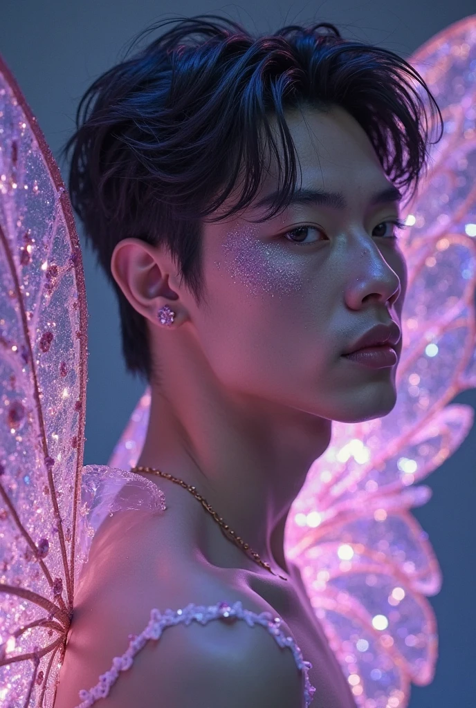 (8K, RAW photo, Highest quality) masterpiece, 1 young boy, 18 years old, Asian muscular man Look at viewer, standing forward, showing his huge muscular breasts, puffy nipples, sexy six packs, narrow waist, Handsome, Topless, Thick body hair, wearing a tight white Calvin Klein men's underwear and curved legs. , gradient background, Sparkle & Sequin Backdrops , cinematic lighting, UHD,(Best quality, 8k, Masterpiece).,highest detail, superior quality, natural lighting, beautiful, sexy, correct anatomy, good composition,Realistic faces, realistic shapes, realistic skin tones,Natural eyes,realistic eyes,looking up at viewer,Realistic convex crotch,realistic muscles,Realistic wrinkles on the skin,Realistic arms and legs,Realistic face,realistic hair,Make a sexy and seductive face, boy focus,amazing composition, front view, HDR, volumetric lighting, ultra quality, elegant,Realistic pose,detailed hair,full body,Fujifilm XT3 photorealistic art by midjourney