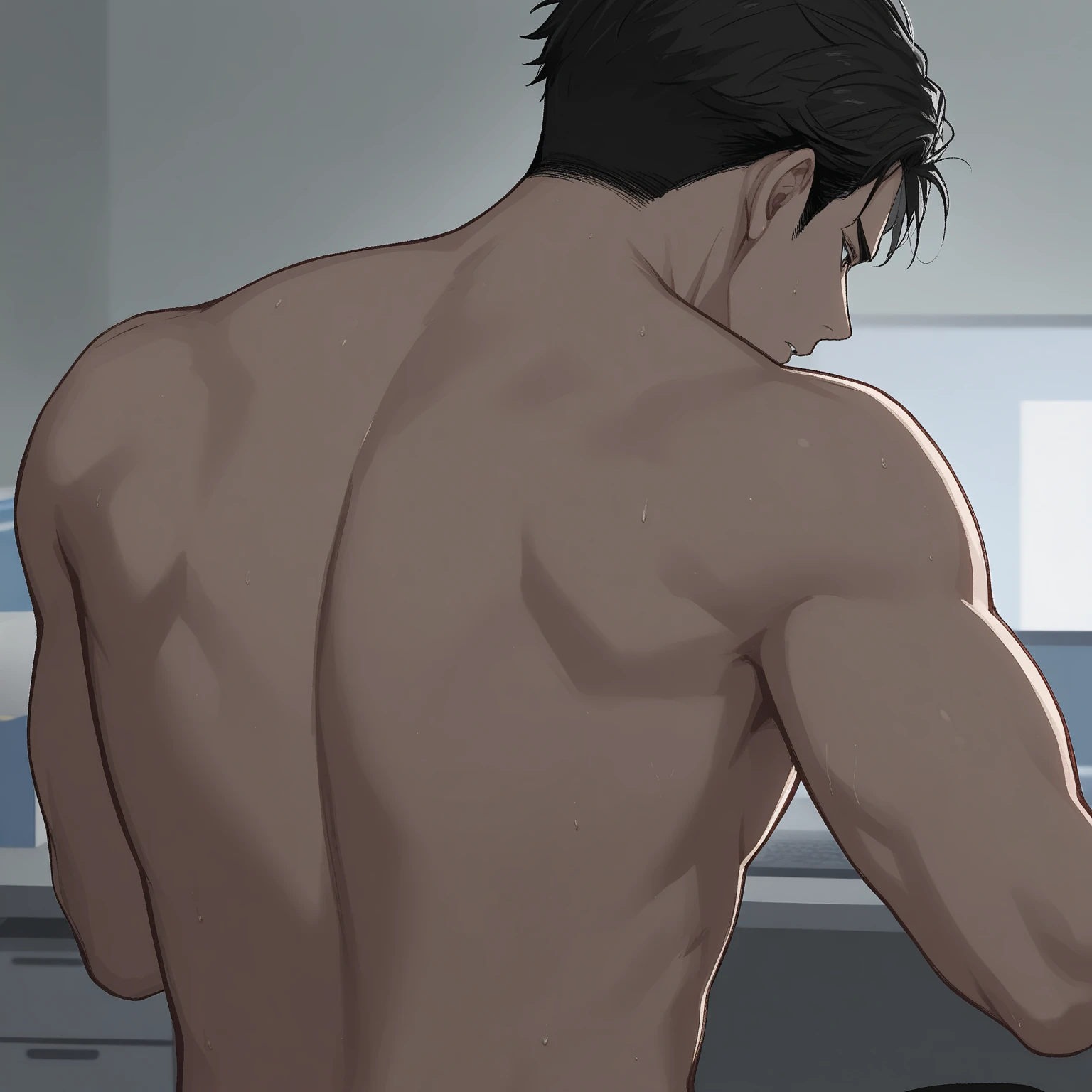 masterpiece、high resolution、Precise depiction、Young people、male性1人、short hair、Gay、40 years old、naked、Thin chest、Delicate body、skinny、blush,、Get closer、((Turn your butt)),Huge Ass、orgasm、male、Ahegao、look back、back、Sweat、body fluid、Dark circles under the eyes、lack of sleep、squat、Poor、Browsing Caution、Composition looking up from below、60 on the screen%Consists of buttocks)