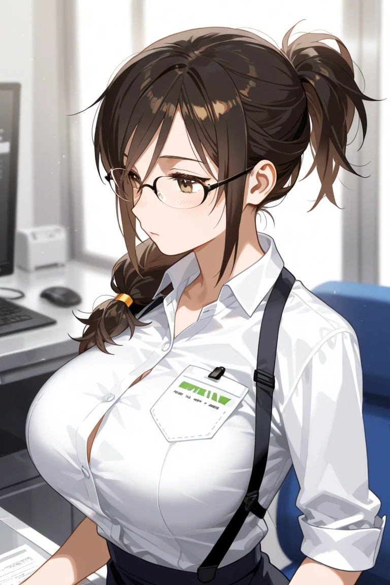 anime girl with big breast posing in a laboratory, beautiful eyes finely detailed, glasses, blush on her face, Hakase, seductive anime girl, smooth anime cg art, oppai, anime moe artstyle, girl in laboratory coat, [ 4 k digital art ]!!, thicc, cute anime waifu in a nice laboratory coat, (sfw) safe for work, fluffy chest, marin kitagawa fanart, attractive anime girl
