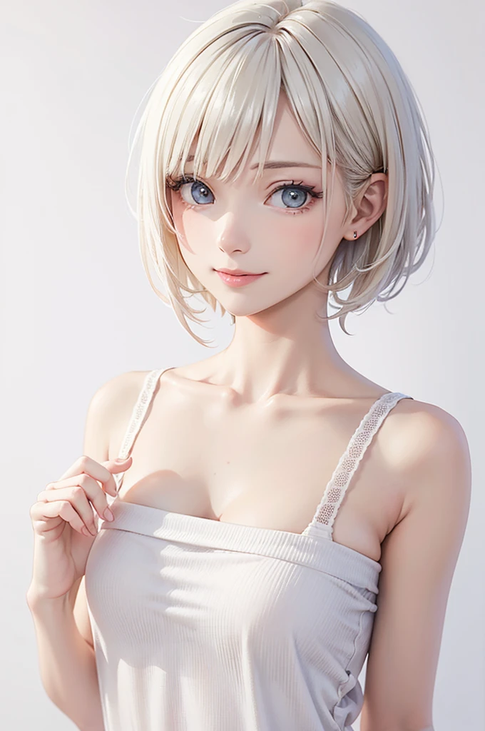 ((Top Quality, 16k, Masterpiece: 1.3)), (Beauty, Big: 1.2, Slender Abs: 1.2), (Ultra Detailed Face, Highly Detailed Lips, Detailed Eyes, Double Eyelids), (White See-Through Bikini), 1 Woman, Short Bob Woman, 1pc Mole on Right Breast