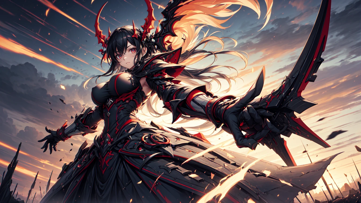 Black and orange world、1girl,