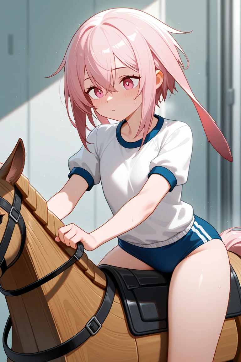 13 year old girl with pink hair, small breasts having anal sex with two horses, blood is coming out of the ass (well-trained horses) ((Zoophilia)) (Best Quality) ((foreground))
