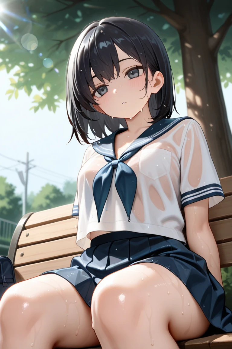 ((Highest quality)), ((masterpiece)), (detailed),
A beautiful girl with short black hair wearing a short-sleeved summer shirt and summer pants in the style of the Yellow Revolution、refreshing、fine、bright、smart、Vision、whole body、Fullsize、