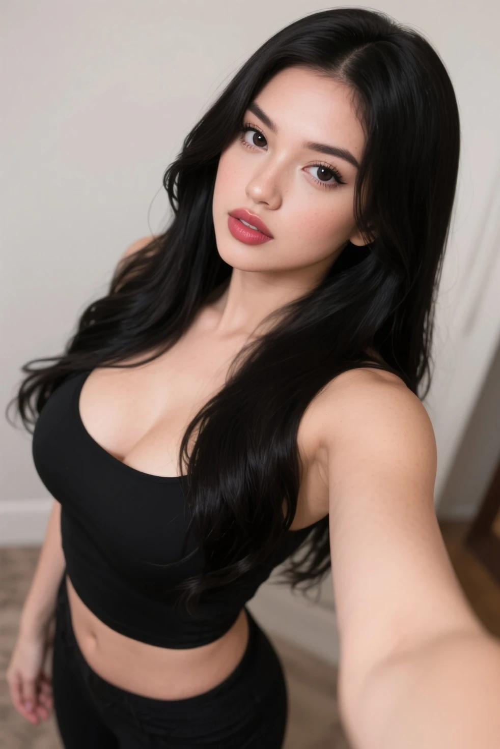 1girl in, age19, Solo, Long hair, Colossal tits, Looking at Viewer, black hair, Bare shoulders, Brown eyes, Full body, off shoulders, white football t-shirt, Realistic, A sexy, 4K, max quality, small breasts, super sharp image, 8K, beautiful pose, playboy model, photo session, red lips, headshot, masterpiece, sex bomb, kashmiri, detailed body, Egyptian dress