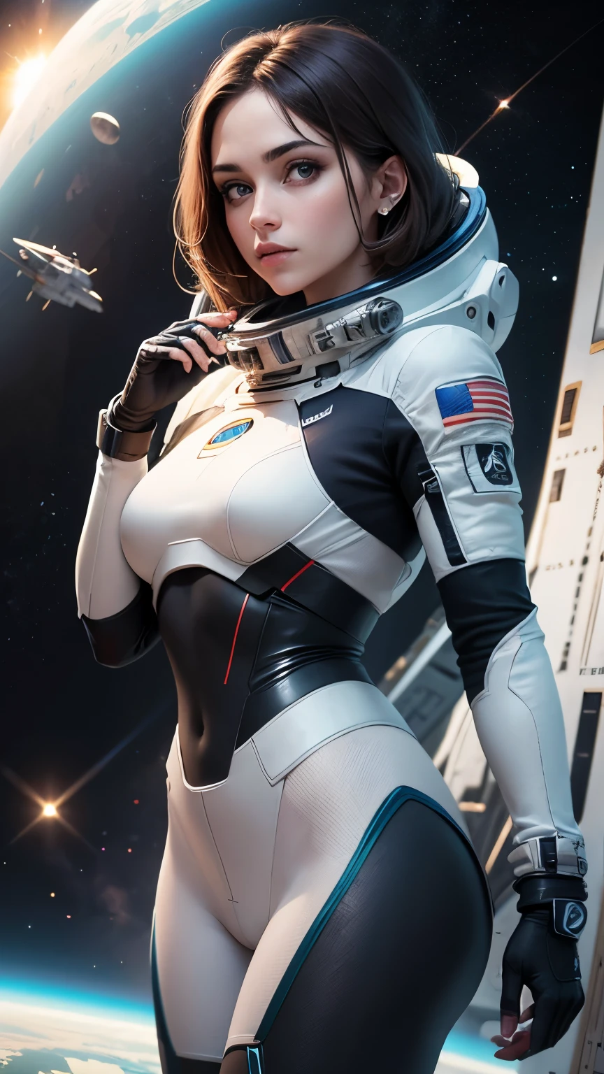 shepardic poster of a woman in a space suit with a star on her head, portrait anime space cadet girl, artgerm jsc, jen bartel, girl in space, soviet propaganda poster style, portrait armored astronaut girl, soviet propaganda art, soviet propaganda style, soviet propaganda, artwork in the style of guweiz, sergey zabelin, cosmonaut