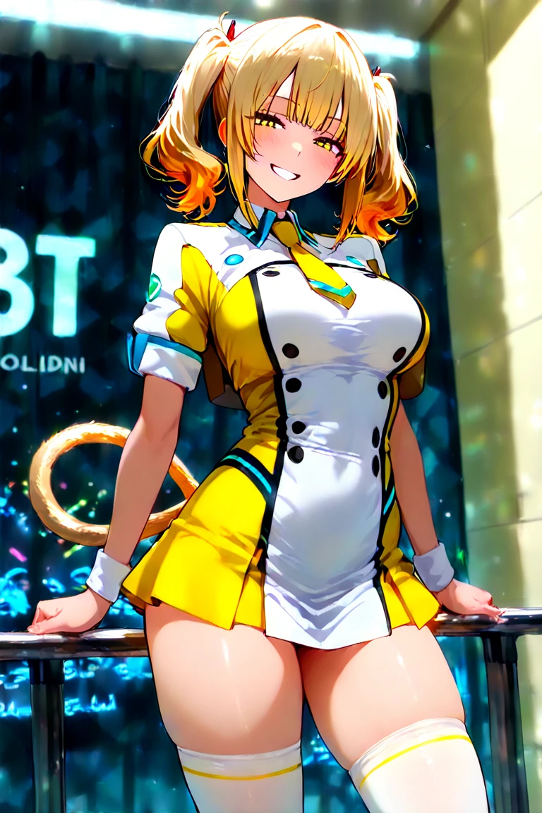 1girl, solo, kousaka honoka, yellow hair bow, one side up, orange hair, blue eyes, medium hair, naked, best quality, high details, masterpiece, UHD, anatomically correct, blush, erotic pose