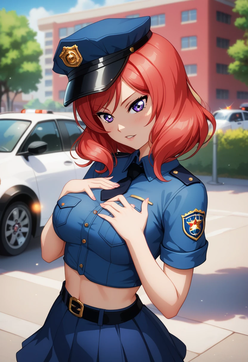 Ainda um gatinho (DXD), 1 garota, uniforme policial,bra, police hat, Policial, seios grandes,