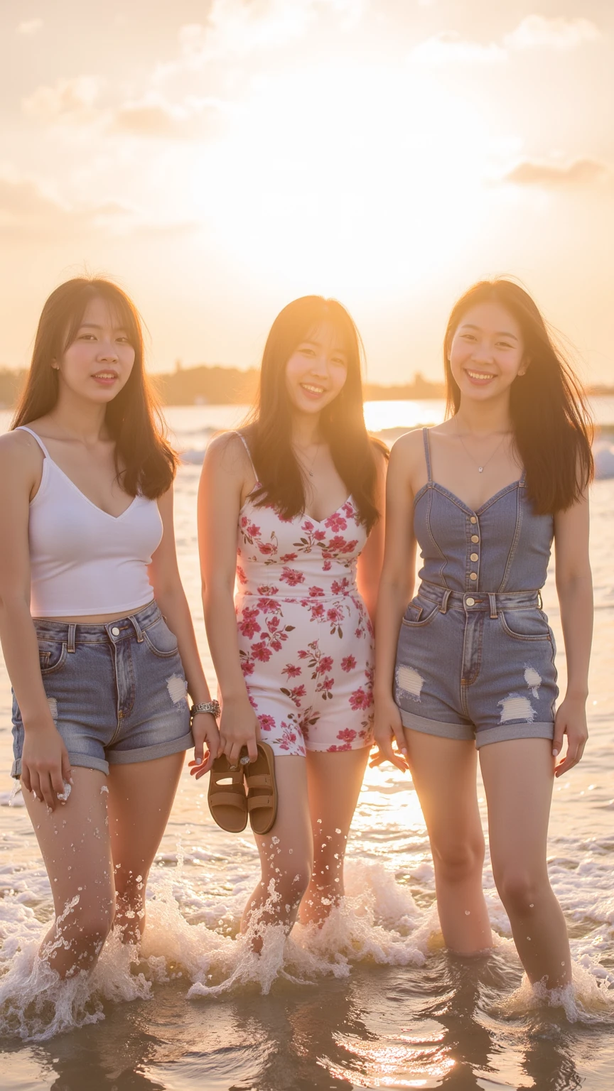 masterpiece, Better Quality, High resolution, ((Photorealistic:1.4, RAW Photos, 超High resolution,Best image quality: 1.4)), ((Do not split)),((Upper body 1.5)), Beautiful attention to detail, Natural color lip, ((Big smile:1.5)), ((Random and cute curly hair)), ((Random breast sizes from large to medium:1.3)), ((Random summer clothes:1.6)), ((Random Light Wear:1.2)),((Proudly、Look under the eyes、Mole on arm:0.9)), ((Peeking from below)), ((Hotel)), ((Random and cute expressions)),, ((Three people、Three people standing side by side:1.5)) Highly detailed and professional lighting、 ((Random and cute expressions:1.5))、 ((Armpit Display:1.5))、 ((She&#39;s showing her armpits:1.5))、 ((I can see your thighs:1.5))