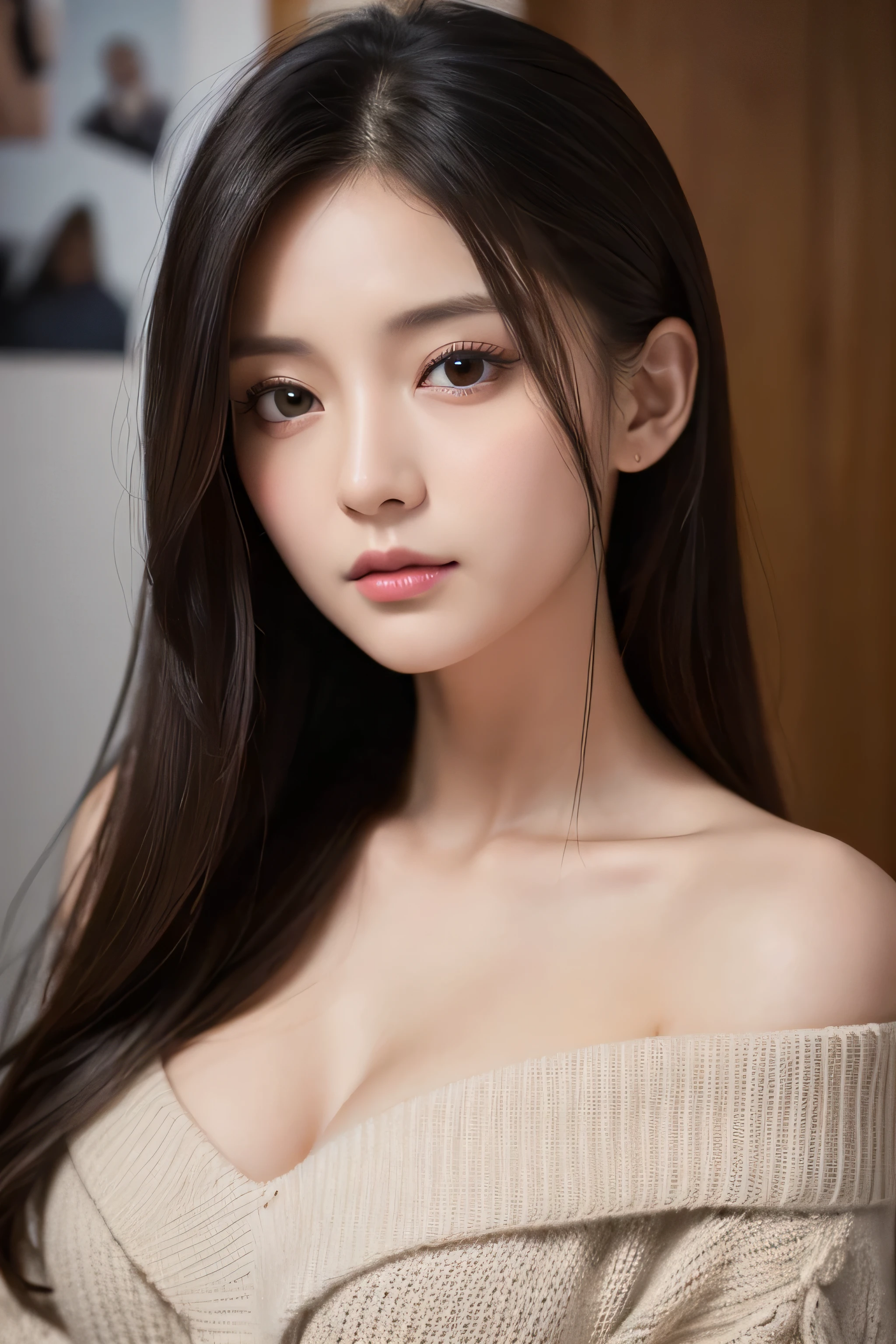 Perfect Body Beauty, huge breast, looking at viewer, straight Bangs, long hair, (Nudes)