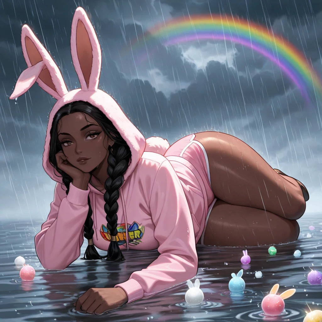 "happy easter" text, (strong,attractive and perfect bunny girl, connie maheswaran, easter magazine cover, Easter bunny bodypaint with bunny ears and cotton tail, easter bunny celebration, raining easter eggs, breakdancing) ((perfect eyes, perfect face, perfect body, perfect hands, perfect charm)), ultra realistic human details, ultra quality, 16k, perfect face, perfect eyes, perfect body, perfect hands, perfect charm, ultra-detail, 3d ,hyper-detailed, splash art, motion lines, award-winning masterpiece, impact frame, Cinematography, cel-shaded, mixed media, amazing quality, incredibly aesthetic, incredible absurdres, incredibly sharp gradients, deep highlights, warm tones, rich shading, atmospheric shading, FULLY RENDERED, UHD, HDR, hyper-stylistic, motion details, intricate character design detail, Life-size-body, dynamic angle, dynamic pose, rule of third, dynamic perspective, dynamic Line of action, dynamic scenery, atmospheric lighting, 717gigapixels, high quality, high resolution, overhead