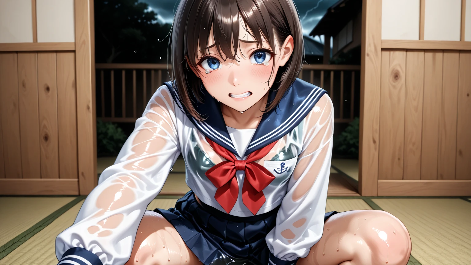 nsfw,(masterpiece), (best quality), (detailed face),(ultra hi res:1.2),(illustration:1.3),(game cg:1.2),(official concept art:1.2), 1girl , solo,idolmaster, (nao yokoyama), (17yo,beautiful girl,cute girl),(beautiful purple eyes:1.7),(Upswept eyes:1.4),(beautiful light brown hair), (((midium hair))),((waviy hair)),((parted bangs)),((side ponytail:1.5))),(((yellow Scrunchie))),((wet hair),(pale orange skin),(wet skin),((Japanese yukata)),(open clothes), (small breasts),(large hip), ((nudi-ty:1.5,top-less:1.3,bottom-less:1.3,expose breasts,breasts out,full body)),((pubes brown hair:1.7)),(embarrassed),(light smile), ((one eye closed)),(open mouths),((tongue out)),(stream),(blash),(siting), (((outdoor))),((open-hot springs)),(((multiple boys:1.9, peeing on a girl,multiple penises:1.9, gangbang))),((ecstasy torogao, saliva trail, nose blush,one eye closed,out tongue)),cleavage of the breast,happy,((happy smile:1.9),((cum on body:1.9)),((cum on face:1.9)),((cum on hair:1.9)),open mouth, ((one eye closed)),(look up view),(sex,cowgirl,pov),