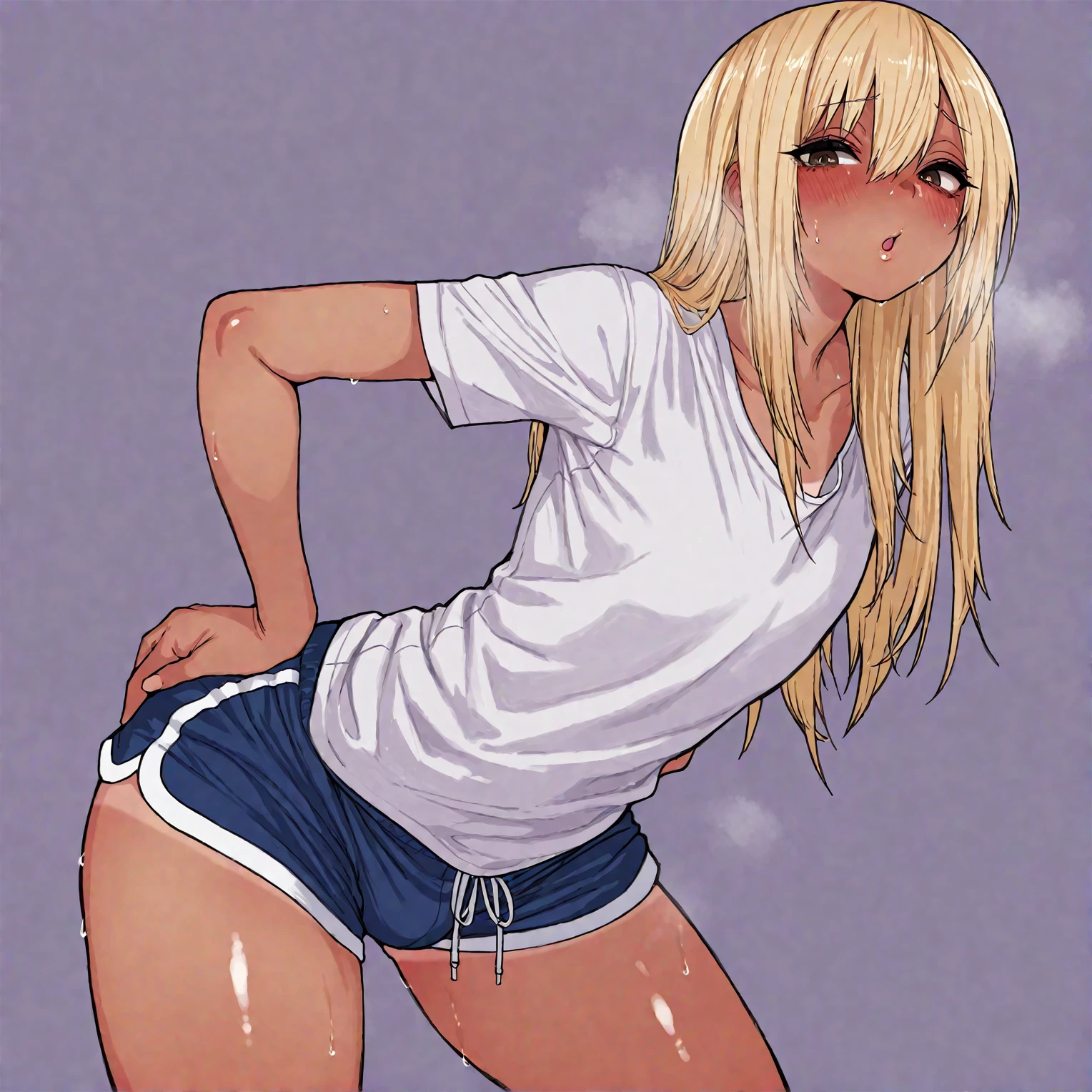 1girl, sexy 16yearold blonde cheerleader is in her underwear and is posing as her 77yearold male coach takes photographs. 1 old man. sexy pose, nipples, open legs, nsfw