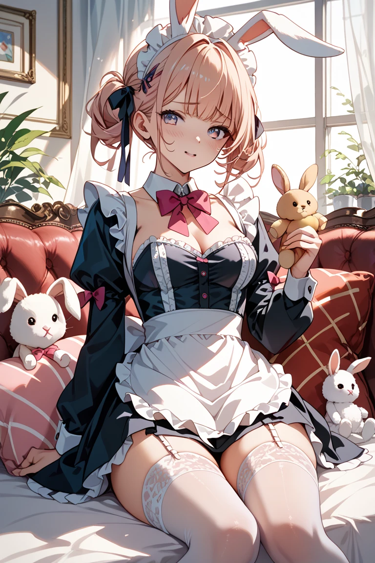 (巨作、beste Quality、1girls、a whole body、naturey、assistant、bloom、Light Smile、Long、Pink hair、Blue Eye、Gonzo:1.8)、(30 years:1.8)、(Ultra-granular:2) (White Leotard、Fake Bunny Ear Katyusha、Bunnytail、White elbow to hand latex gloves、White fishnet thighs:2) (SOS: 1.2) Lash Size:1.2) (Perfect Face:1.5) (2 heart-shaped pupils) (hourglass body:1) (both hands over:1) (Easter egg:1.3) (Five Fingers:1) (super alta qualidade:1.5)、1 thumb、4 fingers、