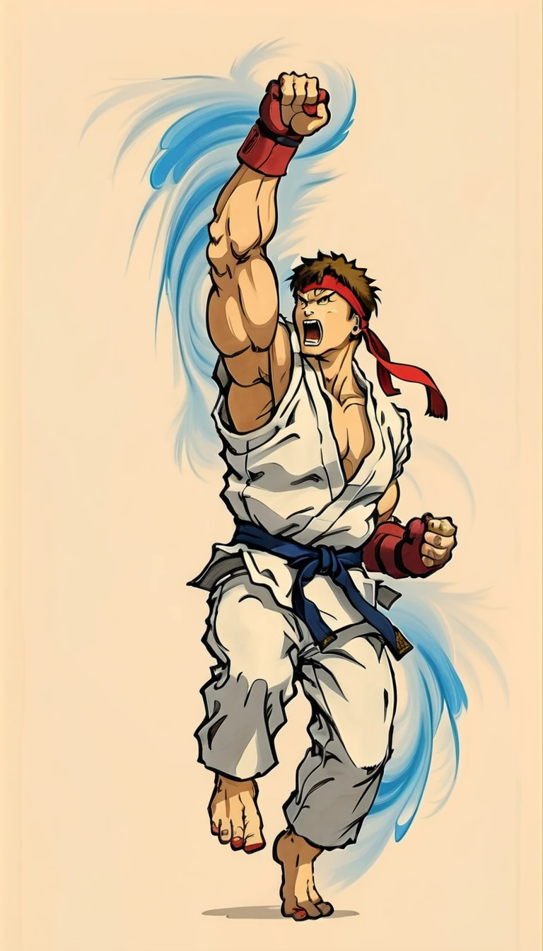 (best quality,highres:1.2),detailed cartoon style,hand-drawn lines,vibrant color palette,crisp and clear lines,traditional martial arts attire,wing chun practitioner,lean and fit physique