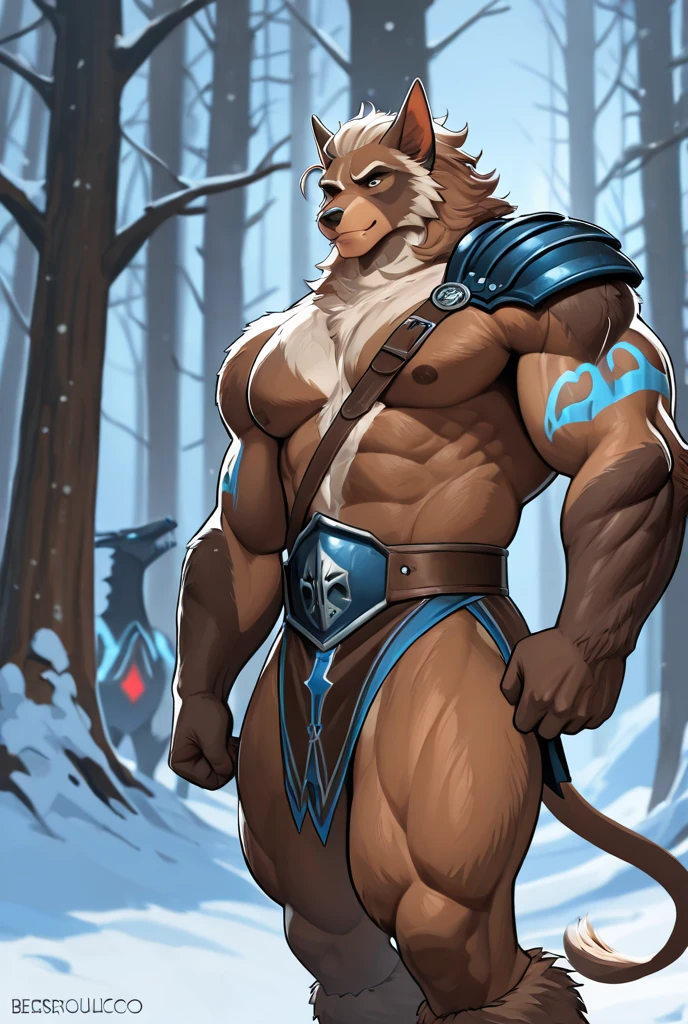 Furry, Kemono, Leon, Leomon, Digimon, solo, Bigg Ass, Male Bulge, masculine, Full body, Feet, Braided Mane, Black leather harness, Spiked Anklet, White fitted fundoshi, (white Fundoshi) , snowy mountains background, (Anime Blue Eyes), (Perfect Eyes), High Resolution, 4K Detailed, Good Lighting, Beautiful, Photorealistic, Realistic, (japanese Fundoshi), (white thong), tail, Lion tail, black claw nails, Big Scar on left shoulder