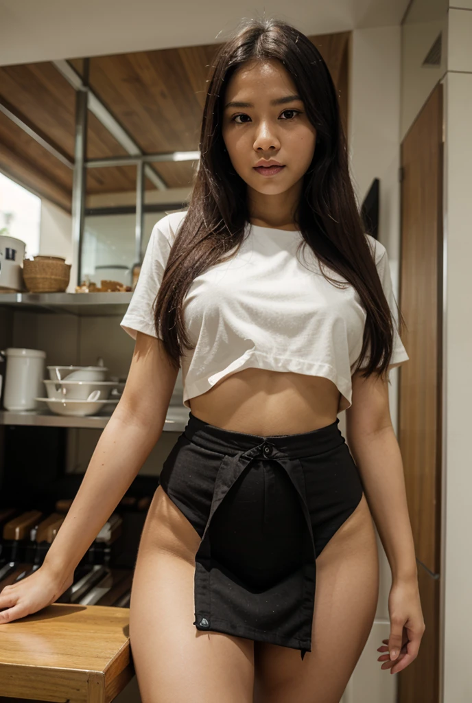 Young Thai woman, Fit physique, fitness physique, portant de la lingerie noire sexy, watch on the canapé, les jambes ouvertes, corps sexy, (8K), (best quality), (chef-d&#39;artwork:1.3), (realistic), (Photorealistic:1.34), ultra-detailed, [Beautiful detailed eyes], (sourire), (sourire), (beautiful detailed nose), [cheveux blonds très longs], (haut court), lingerie noire, (superbes seins taille normale), (gros plan), profondeur de champ, full body view, sitting on the sofa, legs spread, montrant l&#39;entrejambe, pieds en l'air