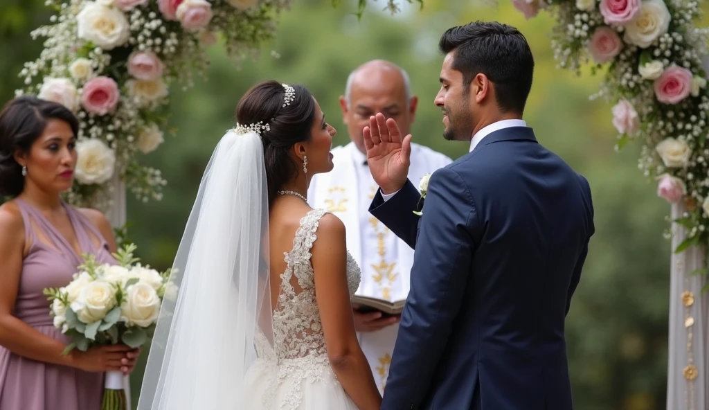 Um certificado de casamento de Evilin Batista da Silva e Luis Gustavo Cordeiro de Oliveiro, onde eles casaram no dia 17/06/2024. in Portuguese