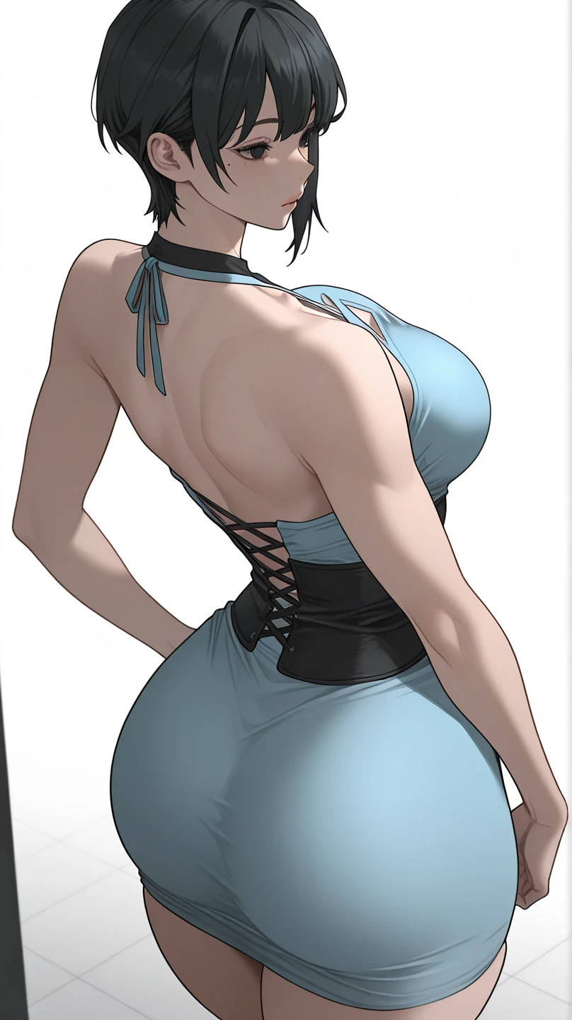 female big boss metal gear solid busty fit white hair blue eyes eyepatch piercings scars sexy slutty badass classy Cleavage