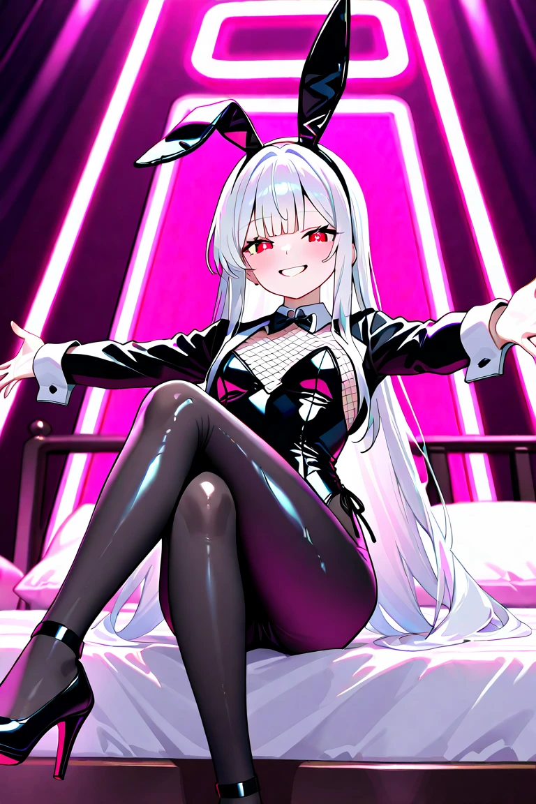 best quality,reverse bunny,(long sleeve:1.1),wrist cuffs, bare shoulders,large breasts,breast cutout,(bare nipples:1.3),(meme attire:1.3), (navel:1.2), bunny ears,(nipples peek:1.3),rabbit tail,thighhighs,(pussy cutout:1.4),(bare pussy:1.5),(pubic hair:1.3),(pussy peek:1.4),(nsfw:1.3)