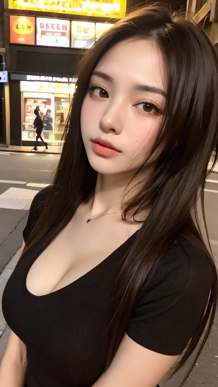 nsfw, Nipples, sex from behind, small simple korean eyes, show off Pussy, nude, vagina, pull up her micro mini skirt, Pussy, pussy juice, pubic hair, (Standing in the city, Spread your legs), From below, Small, round breasts, wide between the eyes, Long black hair, (((Blunt bangs))) , Blunt bangs are covering her eyelids)), Big Mouth, (Highly detailed body, Highly detailed face, Highest quality:1.2), View the viewer, Pussy focus,