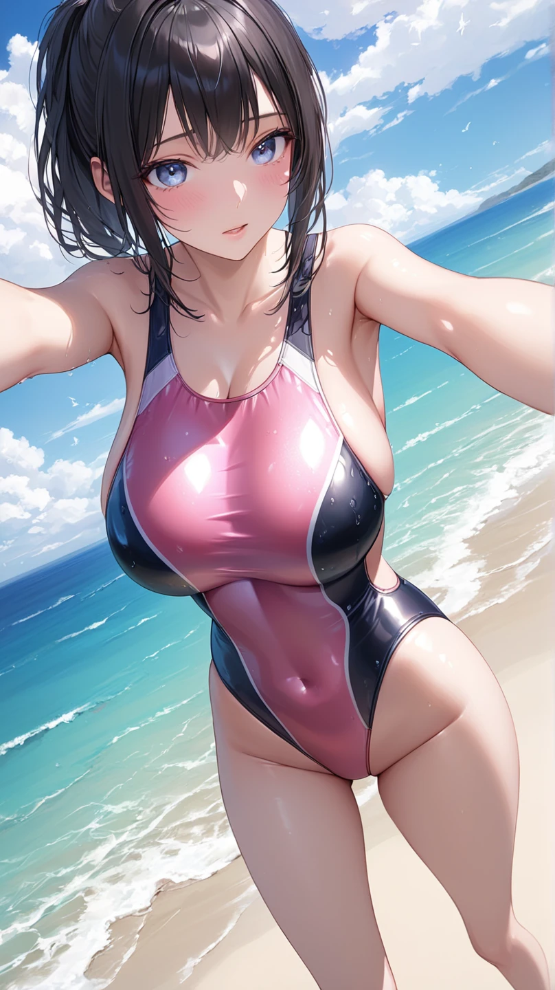 whole body,Big smile,Big Tits,Sexy pose,Punk rock swimsuit
