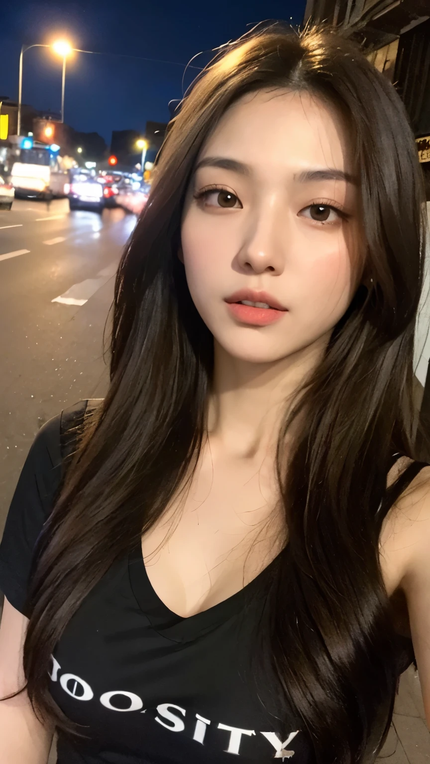 ((Day, Best Quality, 8K, Realistic)), Full Body: 1.4, Slender Abs: 1.2, ((Ponytail hat dark brown hairstyle, Medium Breasts: 1.2)), (Tight black shirts: 1.1, Tight leggings: 1.1, Walking: 1.2, Natural makeup, Black sunglasses, Black hat, Sweats), (Outdoor, Street, Realistic streets background, Day lights, Bright sunlights), Highly detailed face and skin texture, detailed eyes, double eyelids, swags, face looking at the camera, full body camera view, top angle selfie camera view, (Holding the selfie camera: 1.2, Selfie: 1.1)