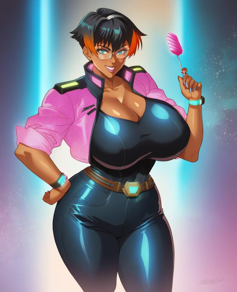 Bimbo girl Marinette Dupain-Cheng Ladybug at the gym, (best quality,4k,8k,highres,masterpiece:1.2), ultra-detailed, cartoon, vibrant colors, HDR, lovely chubby bimbo girl ,venus body, curvy, dynamic pose, sparkling earrings, perfect makeup, glossy lipstick, captivating smile, bob-cut hair with a ponytail, gym environment, high-tech workout equipment, energetic atmosphere, fitness trainer providing guidance, motivational quotes on the walls, gym logo in the background, beautiful detailed eyes, breast enhancement, toned female, glamorous perfect female proportion,a solo cartoon of a woman in tight pants and a shirt, bimbo at the gym, thicc, oc commission, commission for high res, hands behind her body pose!, inked and colored, cel shaded!!!, cutesexyrobutts, full body portrait of a short!, fullbody commission for, thighs!!!!!!, lowres, thighs!!!, a close up of a woman with a blue top, short hair, anime visual of a woman, female anime character, 

