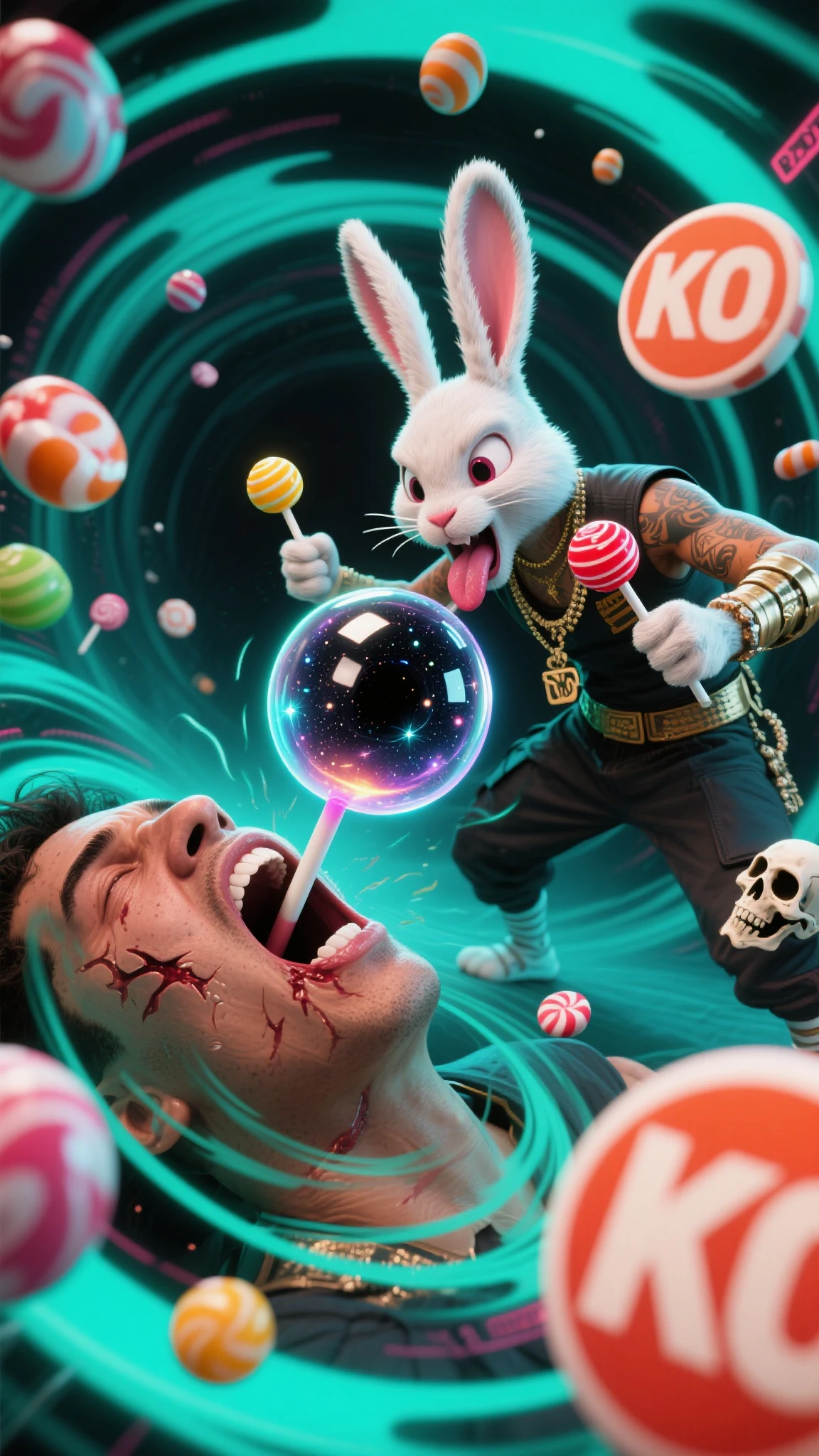 (voodoo doll knitted toy:1.0), (voodoo rabbit:1.3), (voodoo joker:1.1), (Clothing: purple suit with green vest, bow tie:1.0), (Accessories: playing cards with joker symbol:1.1), (background: dark and twisted carnival with flickering lights and creepy atmosphere:1.2), best quality, masterpiece, detailed soft oil painting, detailed background, dramatic cinematic lighting, soft edge lighting, professional, dramatic lighting, hard edge lighting, ultra quality, 4k, masterpiece, best quality, 8k, ultra high definition, high resolution, extremely detailed