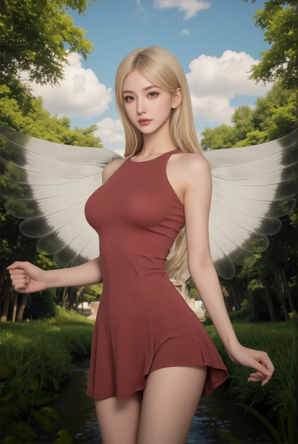 (8K,tmasterpiece:1.2),(Hyper-detailing),(ssmile:1.1),((wavy white long hair):1.3,beatiful detailed eyes,Light makeup,choker necklace,ear jewelry,Pink and moist lips,full body shot of),Two slender women,red color eyes,Lively streets,Absurd long white hair,(Police uniform),(Black combat uniform),Female police,Cocked buttocks,((Stretch meat,Fair and moisturized skin)),Be dignified and religious,),(The atmosphere is ambiguous,misty background,a fairy world:1.2),(long white hair)