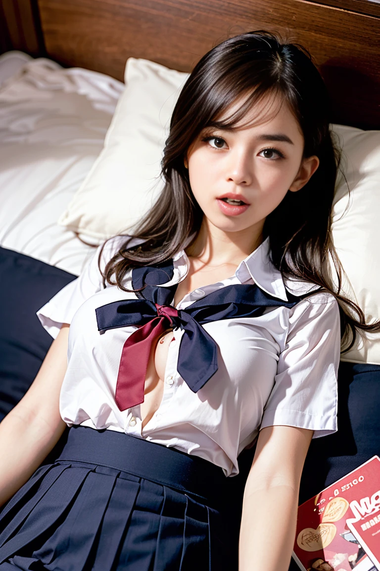 8K, RAW portrait of (Women in Japan),masterpiece、Photorealsitic:1.3、photographrealistic, 超A high resolution, Best Quality, Real life photography ,( At night :1.1),
2girls, (((Two girls showing off their in the bedroom late at night:1.3)))、(kawaii faces:1.4)、very cute japanese girl,((Japanese high school girl))、((Realistic Schoolgirl))、((School uniform、Plaid pleated skirt、a bow tie))、 Long hair,,Slender body,、inside in room、
Big beautiful detailed eyes, Black hair、 ((dark-brown eyes:1.5))、(Authentic skin texture:1.3)、(Immersive atmosphere:0.8、Chiaroscuro:1.2) 、(looking at viewert)、Looking at the camera、Look at viewers、((embarrassed from:1.5))、(A smile:0.5)、((Reddened cheeks:1.3))、((Ceiling from below:1.2))、(The body is facing the camera:1.5)、((Wear very small silk panties((up skirt))、((Woman Pulling Up Her Skirt))、((Spread your legs to the sides:1.4))、((frombelow:1.4))、((Close-up in panties:1.5))、e shot:1.4))